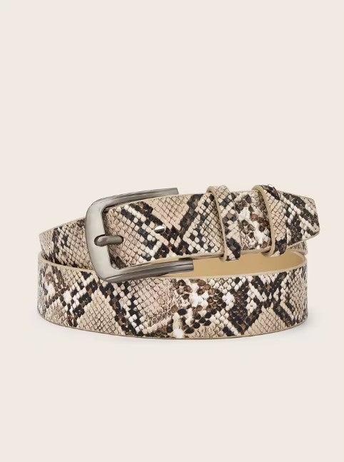 Casual Western-style snake print belt for men, a versatile decorative belt for jeans