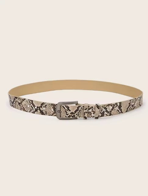 Casual Western-style snake print belt for men, a versatile decorative belt for jeans