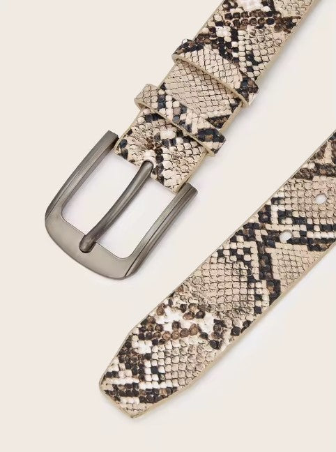 Casual Western-style snake print belt for men, a versatile decorative belt for jeans