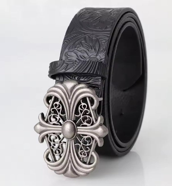 Retro belt for men, Bohemian style hollow buckle