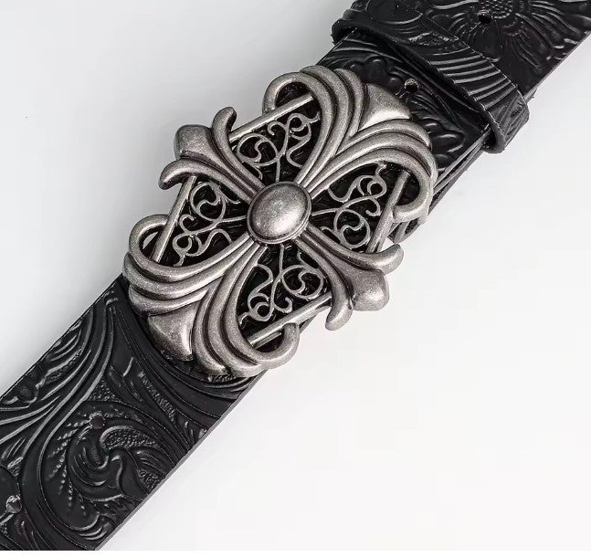 Retro belt for men, Bohemian style hollow buckle