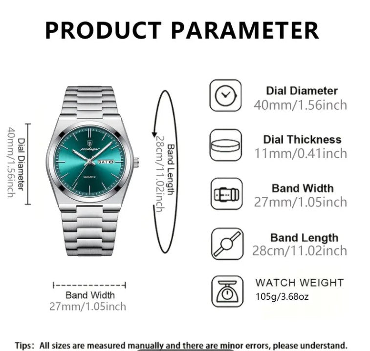 Luxury POEDAGAR Quartz Watch for Men